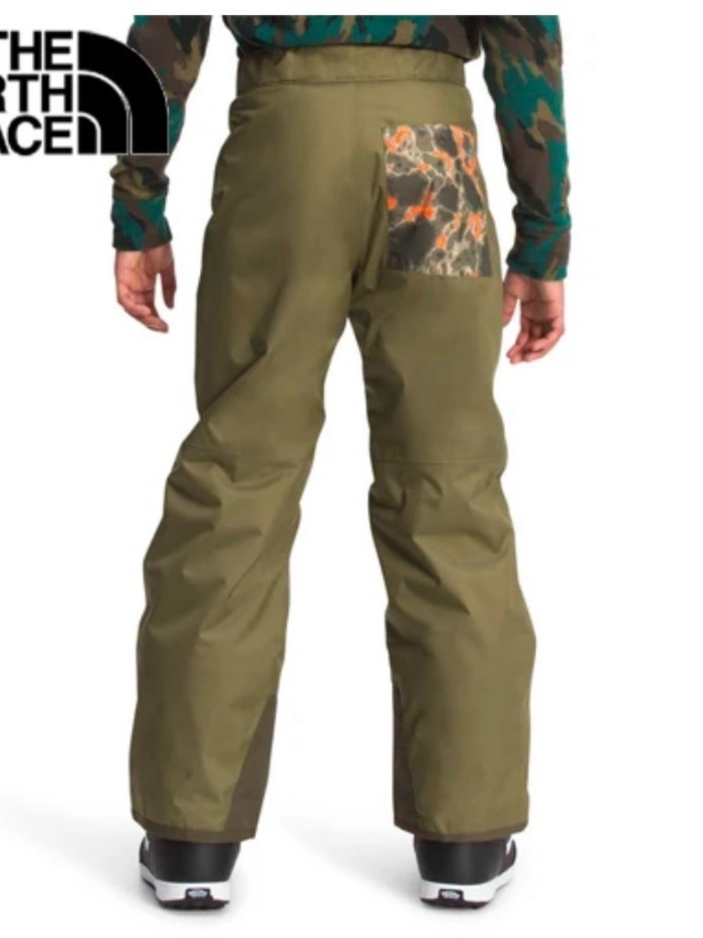 The North Face Freedom Boys 18/20 Olive Green and Black Insulated Snow Pants